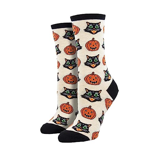 Halloween Socken Socks Baumwolle Kürbis Socken Halloween Halloween Kostüm Fledermaus kreative lustige Jacquard-Mandarine-Ente-Baumwollsocken, mittelärmelige Socken Hausschuhe Damen (White, One Size) von NHNKB