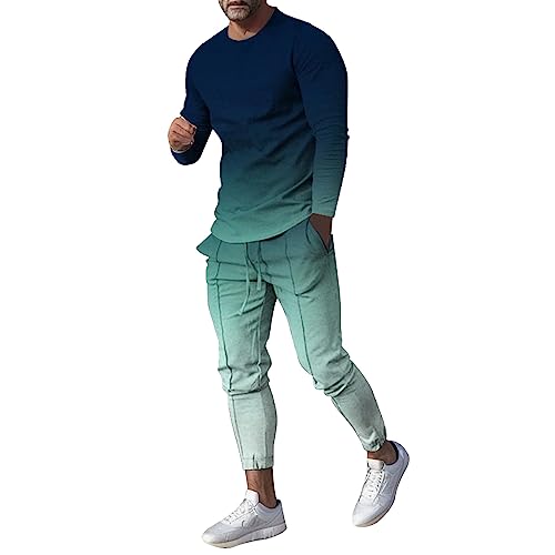 Herren Outfit Herbst Herren Outfit Elegant Herren Outfit 2 Teilig Herren-Trainingsanzug, 2-teilig, Sweatsuit-Set, langärmelig, Sportanzug für Sport, Freizeit Joggen Anzug Herren​ (Mint Green, XL) von NHNKB