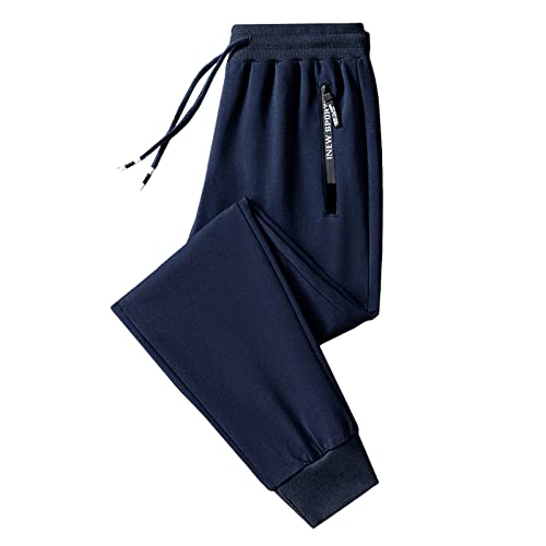 Jogginghose Herren Lang Dünn Jogginghose Herren Baumwolle Schwarz Herren Solide Sport Freizeithose Fitness Lose Laufen Training Beinschutzhose Hose Neunte Hose Für Männer (Blue, XXXXXXL) von NHNKB