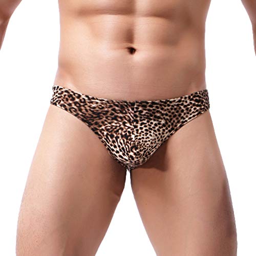 Leoparden Unterwäsche Herren Herren Tanga Sexy Baumwolle Unterwäsche Unterwäsche Prospekt sexy reizvolle Leopard-Druck niedrig geschnittene Herren-Unterwäsche für Männer Klein Shorts​ (Brown, XXL) von NHNKB