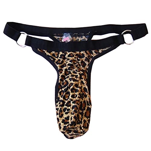 Leoparden Unterwäsche Herren String Tanga Herren Sexy Dessous Herren Tanga Slips Baumwolle Leopardenmuster Sexy Stretchhose Höschen Herren Unterwäsche Tanga Hose Trunk Herren​ (Coffee, One Size) von NHNKB