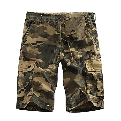 NHNKB Cargohose Herren Kurz Camouflage Cargohose Herren Kurz Jeans Casual Jogging Herren Sommer Shorts Shorts Retro Sport Herren Shorts Herren Casual Shorts Sommer Herren Shorts​ (Khaki, XXXXL) von NHNKB