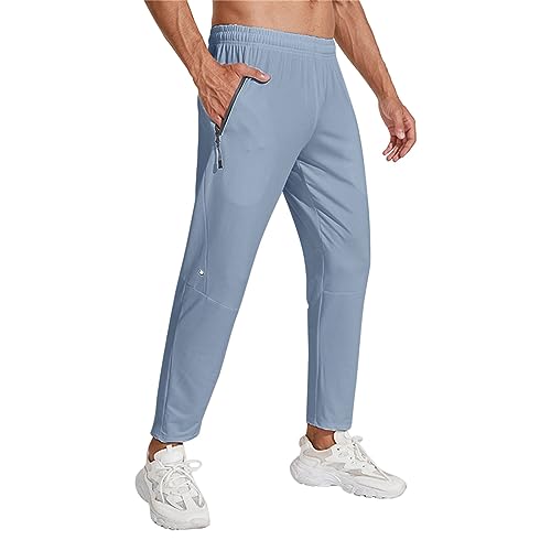 NHNKB Jogginghose Herren Lang Dünn Herren Sporthose Lang Leicht Herren Sporthose Lang Einfarbige Herren-Jogginghose, tragbar, für Fitness, Sport, lässig, bequem Cargo Hosen Man​ (Blue, L) von NHNKB