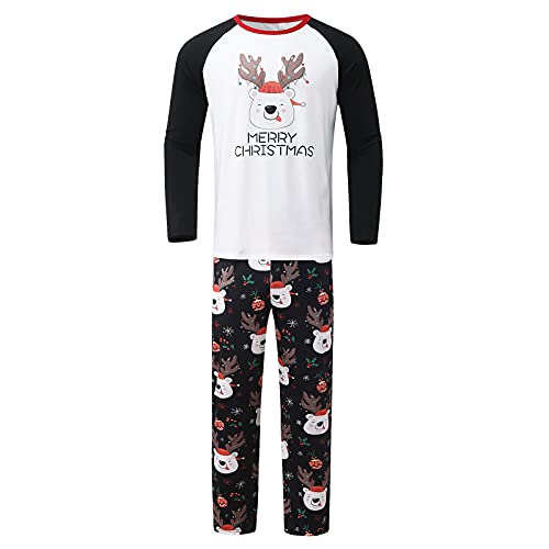 Pyjama Herren Lang Set Set Pyjamas Weihnachtspyjamas Nachtwäsche passend für Familien-Weihnachts-Pyjama-Outfits Schlafanzug Damen Lang Kuschelig​ Weihnachtsmann Kostüm Herren (Black, S) von NHNKB