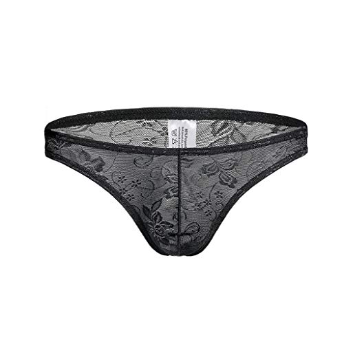 NHNKB Sexy Unterwäsche Herren Spitze String Tanga Herren Sexy Dessous Mode reizvolle volle Spitzenband Unterwäsche für Männer Sexy-Unterwäsche für Männer Herren Unterwäsche Shorts Schwarz​ (Black, M) von NHNKB