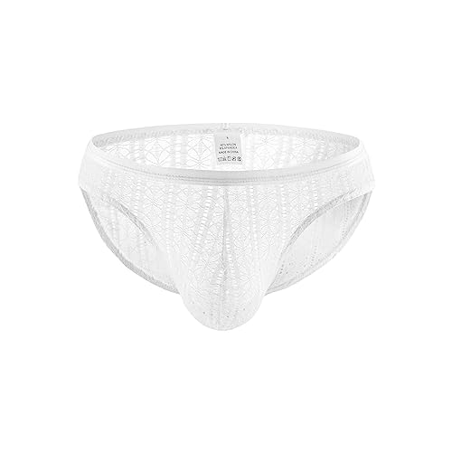 NHNKB String Tanga Herren Sexy Dessous Sexy Unterwäsche Herren Spitze Männer Unterwäsche Transparent Sexy Herren Slips, Unterwäsche, sexy Low-Rise-Spitzenhöschen Unterwäsche Sexy Herren​ (White, XXL) von NHNKB