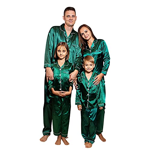 NHNKB Weihnachten Schlafanzug Familien Pyjama Set Matching Lange Ärmel Bluse + Plaid Lange Hosen Nachtwäsche Hausanzug Neujahr Knopfleiste Zweiteiliger für Vater, Mutter, Kinder Familien Outfit Set von NHNKB