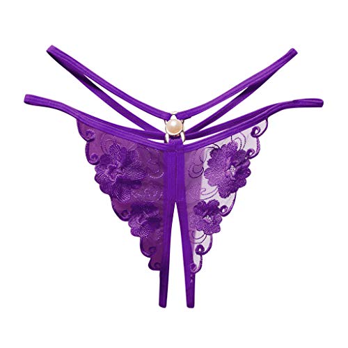 Reizwäsche Für Sex Damen Unten Offen Unterwäsche Damen Slip Sexy Unterwäsche String Sexy Slip Frauen thong Unterwäsche Hosen Spitze thong Frauen reizvolles Höschen Sexy Wäsche (Purple, One Size) von NHNKB