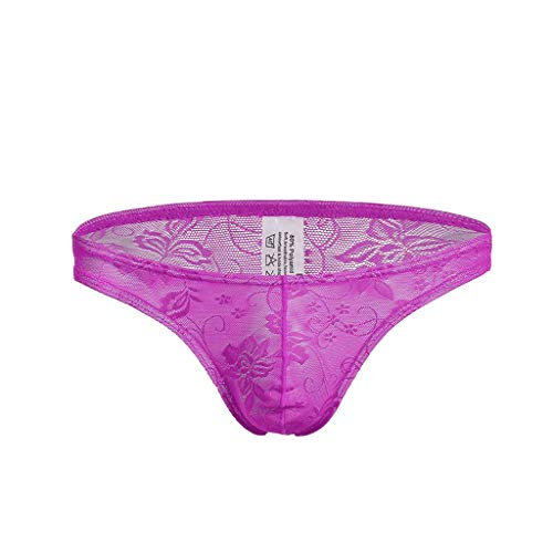 Sexy Unterwäsche Herren Spitze String Tanga Herren Sexy Dessous Mode reizvolle volle Spitzenband Unterwäsche für Männer Sexy-Unterwäsche für Männer Herren Unterwäsche Shorts Schwarz​ (Purple, M) von NHNKB