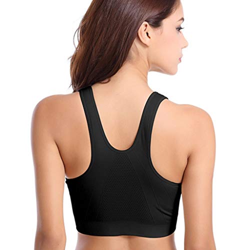 Sport BH Mit Reissverschluss Vorne BH Mit Reissverschluss Vorne BH Damen Ohne Träger Sports Vest Reißverschluss BH Frauen quakenfest Steel weiblicher Ring Keine Unterwäsche Bustier​ (Black, XL) von NHNKB