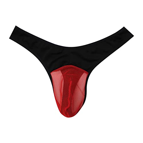 String Tanga Herren Sexy Dessous Mesh Slips Herren Männer Unterwäsche Transparent Herrenunterwäsche Mesh Transparent Atmungsaktiv Herren Dreieck Sexy Herren Unterwäsche Glänzend​ (Black, One Size) von NHNKB