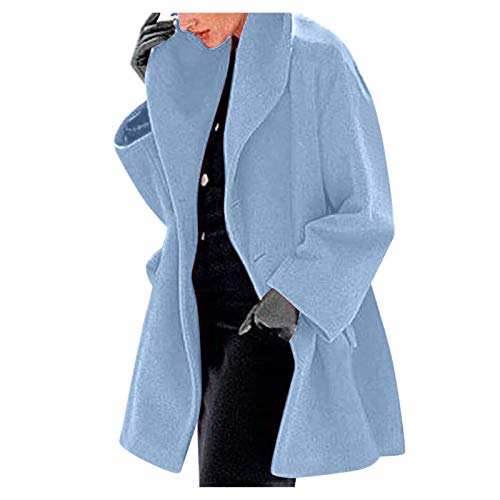 Trenchcoat Damen Lang Schwarz Damen Mantel Winter Elegant Damen Mantel Winter Wolle Damen Winter Wollmantel Jacket Damen warmer dünner langer Mantel Outwear Damen Kurzmantel Winter​ (Blue, XXXL) von NHNKB