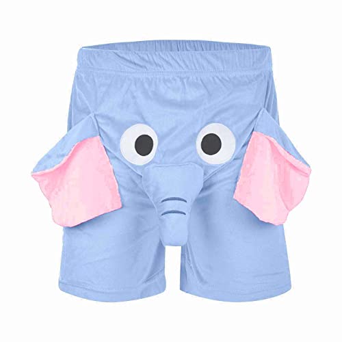 Unterwäsche Herren Baumwolle Herren-Shorts ein lustiger Elefanten-Boxer Neuheits-Shorts, humorvolle Unterwäsche Geschenke für Männer Boxershorts mit Tiermotiv Elefanten Hosen Herren​ (Light Blue, M) von NHNKB