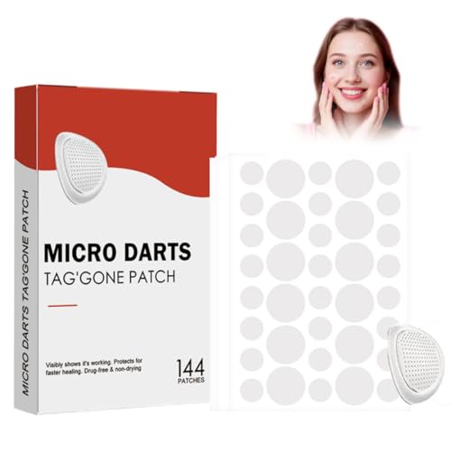 NHPY 144 Stück Ta-G Gone, Microdart Pflaster, Pro Microdarts Tag'Gone Hautpflaster, Microdart Patches Für Mildeakne-Beseitigung, Hautpflaster, Microdarts Tag'Gone Patch Fur Alle Hauttypen (A) von NHPY