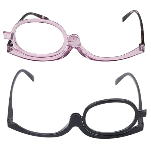 NHPY 2 Stück Make Up Brille,Vergrößerungs-Make-Up-Brille,Drehbare Make-Up-Brillen,Make-Up-Lesebrillen Damen,Klappbaren Brillenglas,Modische Augen-Make-Up-Brille,Lesebrille Rotierende von NHPY