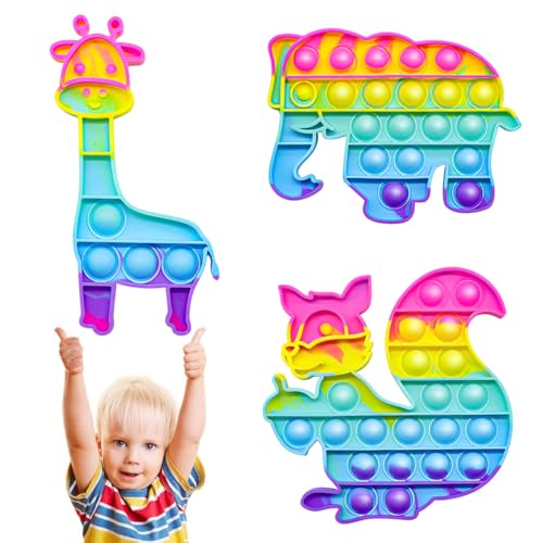 NHPY 3 Stück Pop On It Für Kinder, Popit Fidget Toy, Anti Stress Spielzeug Für Kinder, Kindergeburtstag Mitgebsel & Stressabbau Spielzeug Für Schule, Weihnachtsfeiern(3Form) von NHPY