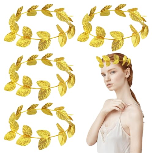 Crown Laurel Wreath Roma Crown, Crown with Gold Leaf 4 Pieces Crown Gold Leaf Crown Goddess Tiara Crown with Golden Leaves Roman Headpiece for Women Girls at Party von NHQZ
