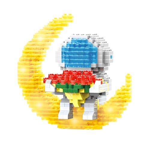 NHQZ 1 Stück Space Astronaut Mini Klemmbausteine Set mit LED, 406 Teile Astronaut Mond Micro Bausteine Figuren, Ideen Deko Modell Ostern Geschenke für Kinder Jugendliche Erwachsene von NHQZ