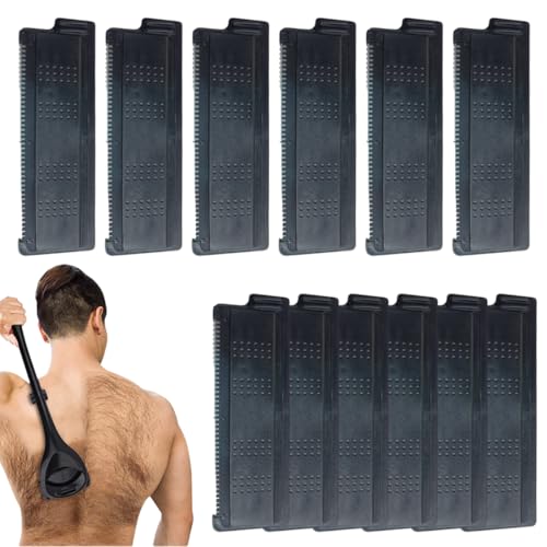 NHQZ 12 Stück Ersatzklingen Set, Rückenrasierer, 9 * 3Cm Rückenhaar Und Körperrasierer Ersatzkartuschen Für Rasierklingen, Kompatibel Mit Bakblade 2.0, 3.0 Und 2.0 Elite Rasierer(B) von NHQZ