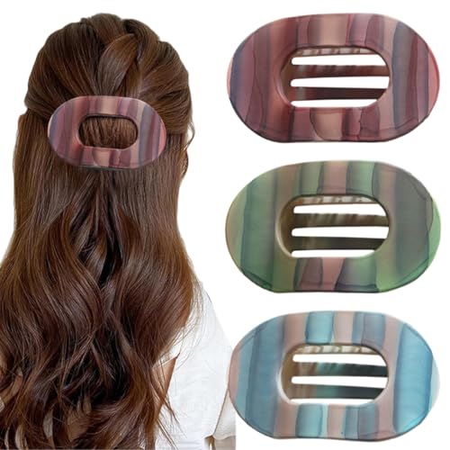 NHQZ 3 Stück Flat Claw Clip, Haarklammern Für Damen, Hair Clip， Haarspange Flach Damen, Haarklammer Für Dunn Haar, Starker Halt Seitliche Haarklammern(3Farbe) von NHQZ