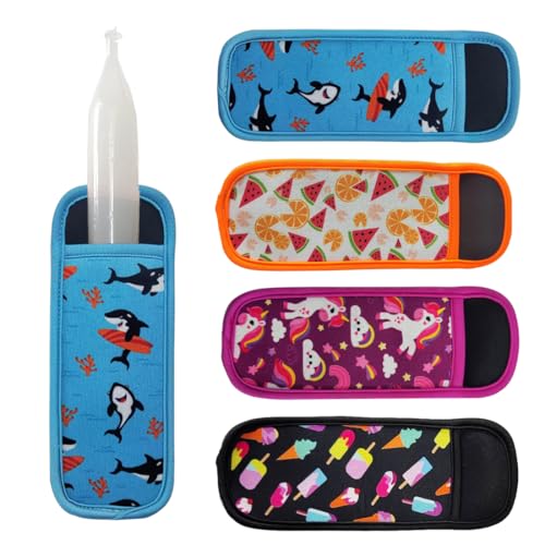 NHQZ 4 Stück Eis-Lolly-Halter, Wiederverwendbare Isolator Frostschutzeis-Pops-Ärmel, Eis-Lolly-Taschen, Farben-Eis-Lolly-Halter, für Kinder Indoor Outdoor Party von NHQZ