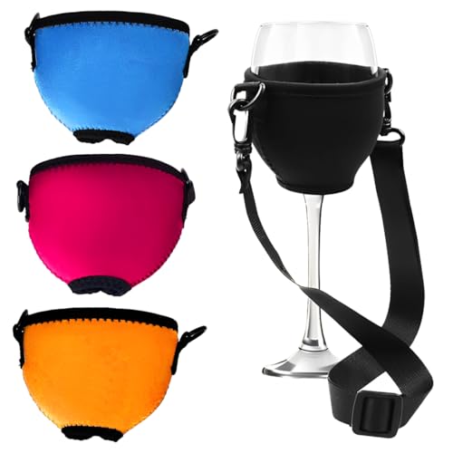 NHQZ 4 Stück Weinglashalter Zum Umhängen,Becher Zum Umhängen für Wine Glass,Tragbare Weinglashalter,Festival Wine Glass Holder,Gläserhalter Hängend,Weinglas Halterung von NHQZ