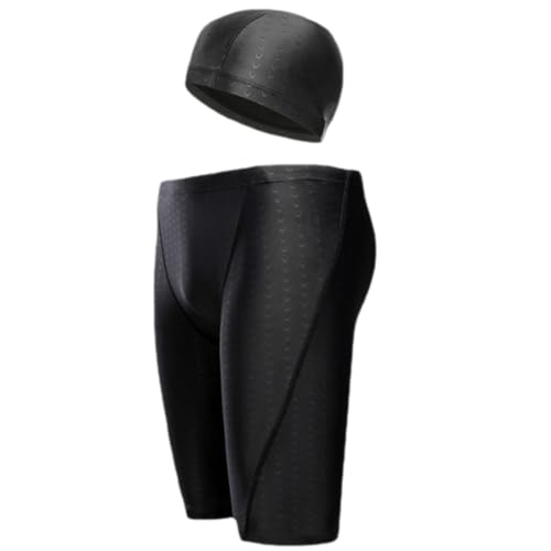 NHQZ Badehose und Badekappe Set, badehose männer,badehose herren eng,Eng Anliegender Badeanzug, Wasserdicht und Atmungsaktiv von NHQZ