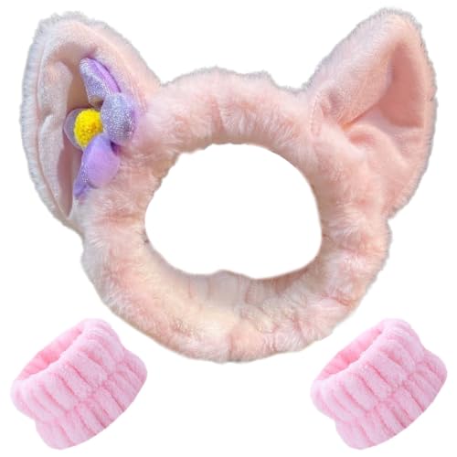 NHQZ Schwamm Stirnband Armband Sets zum Waschen von Gesicht Make-up Stirnbänder für Frauen Mädchen Hautpflege Entfernung Spa Yoga Sport Dusche Kopfband Frottee Handtuch Stoff Haarband, 3 Stück von NHQZ