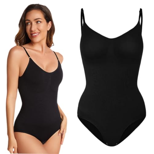 NHQZ Shapewear Damen Body,Bauchweg Bodysuit Formender,Stark Formend Bodys für Damen mit verstellbaren Schultergurten und Knopfverschluss im Schritt (L) von NHQZ