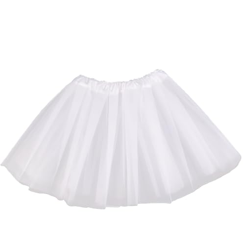 NHQZ Tütü Tüllrock Mädchen Stretch Tüll Ballettrock Karneval Kostüm Party Zubehör Urlaub Tanz Halloween Laufrock 80er Rock Jahre Outfit Damen Ballett Rock, Weiß, 1 Stück von NHQZ