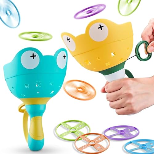 Outdoor Spiele für Kinder, Gartenspielzeug für Kinder Ab 4-8 Jahre, 2 Packs & 12 Discs Fliegende Untertasse Launcher Spielzeug,Propeller Spielzeug für Kinder ab3-6Jahren. von NHQZ