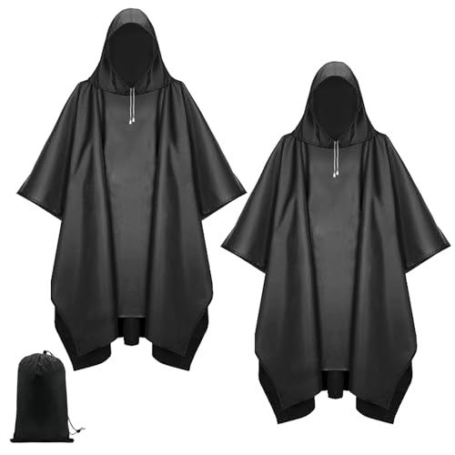 NHTJTHE 2pcs Mehrzweck Regenmantel mit Aufbewahrungstasche,Wasserdicht Regenponcho Unisex,für Fahrrad, im Freien Camping Wandern Angeln von NHTJTHE