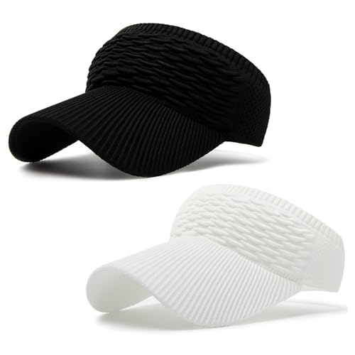 NHTJTHE 2pcs Visor Cap, Atmungsaktiv und Schweißabsorbierend Sommerkappe Kappe mit Sonnenvisier, Unisex Verstellbar, Mode Schirmmütze Herren und Damen（1 schwarz + 1 weiß） von NHTJTHE