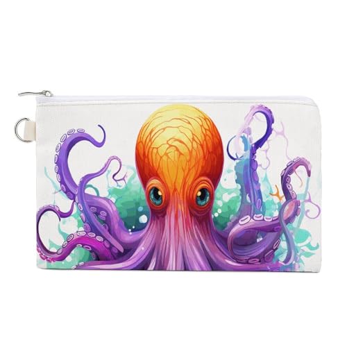 Geldbörse, buntes Octopus-Druck, Münzgeldbörse, Segeltuch, Reißverschluss, kleine Kosmetiktasche, tragbare Kleingeldbörse, Stil, Einheitsgröße, modern, Stil:, Einheitsgröße, Modern Geldbörse, buntes Octopus-Druck, Münzgeldbörse, Segeltuch, Reißverschluss, kleine Kosmetiktasche, tragbare Kleingeldbörse, Stil, Einheitsgröße, modern, Stil:, Einheitsgröße, Modern von NHYDSPQ