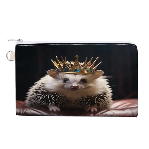 Geldbörse mit Krone und Igel-Druck, Münzgeldbörse, Segeltuch, Reißverschluss, kleine Kosmetiktasche, tragbare Kleingeldbörse, Stil, Einheitsgröße, modern, Stil:, Einheitsgröße, Modern Geldbörse mit Krone und Igel-Druck, Münzgeldbörse, Segeltuch, Reißverschluss, kleine Kosmetiktasche, tragbare Kleingeldbörse, Stil, Einheitsgröße, modern, Stil:, Einheitsgröße, Modern von NHYDSPQ