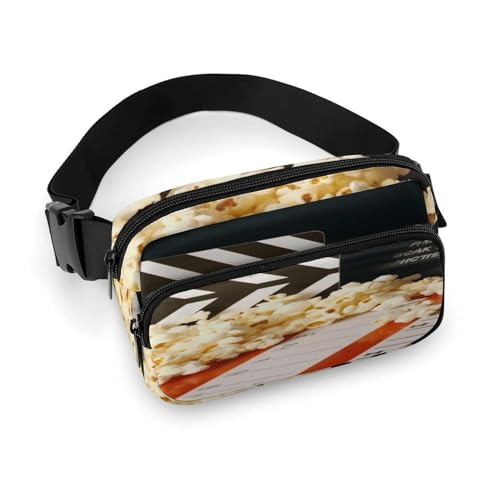 Gürteltasche, Kino-Schindel- und Popcorn-Druck, modische Hüfttasche, Bauchtasche für Herren und Damen, Gürteltasche mit verstellbarem Riemen, Stil, 20 x 13 cm, modern, Stil:, 20x13cm, Modern von NHYDSPQ