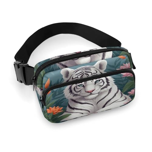 Hüfttasche, niedlicher weißer Tige-Druck, modische Gürteltasche für Herren und Damen, Gürteltasche mit verstellbarem Riemen, Stil, 20 x 13 cm, modern, Stil:, 20x13cm, Modern von NHYDSPQ