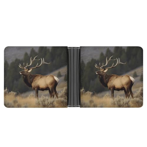 NHYDSPQ Brieftaschen, Bull-Elch-Druck, schlanke Herren-Geldbörse, trendige Herren-Geldbörse mit mehreren Kartenfächern, Stil, Einheitsgröße, modern, Stil:, Einheitsgröße, Modern von NHYDSPQ