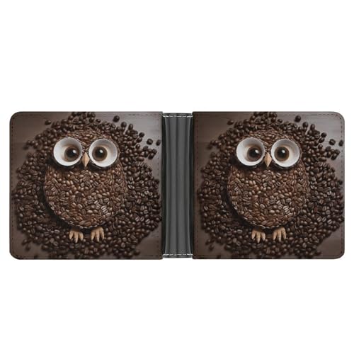 NHYDSPQ Brieftaschen, Motiv: Kaffeebohnen, Eulen-Druck, schmale Herren-Geldbörse, trendige Herren-Geldbörse mit mehreren Kartenfächern, Stil, Einheitsgröße, modern, Stil:, Einheitsgröße, Modern von NHYDSPQ
