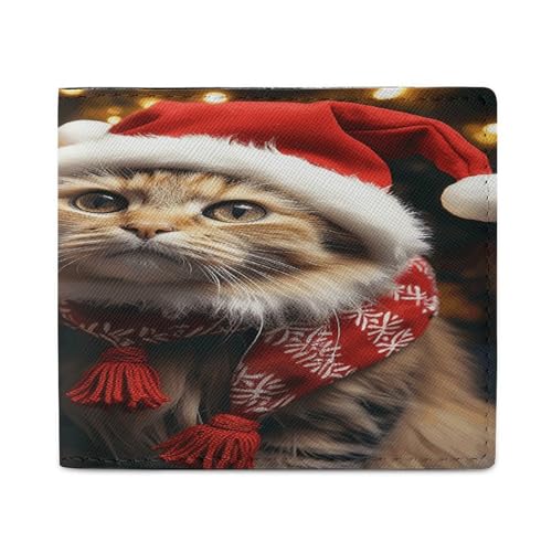 NHYDSPQ Brieftaschen, Weihnachts-Katzen-Aufdruck, schlanke Herren-Geldbörse, trendige Herren-Geldbörse mit mehreren Kartenfächern, Stil, Einheitsgröße, modern, Stil:, Einheitsgröße, Modern von NHYDSPQ