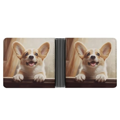 NHYDSPQ Brieftaschen, niedlicher Corgi-Druck, schmale Herren-Geldbörse, trendige Herren-Geldbörse mit mehreren Kartenfächern, Stil, Einheitsgröße, modern, Stil:, Einheitsgröße, Modern von NHYDSPQ