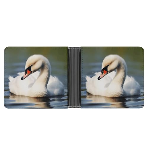 NHYDSPQ Brieftaschen, niedlicher kleiner Schwan-Druck, Herren-Geldbörse, trendige Herren-Geldbörse, doppelt gefaltet, mit mehreren Kartenfächern, Stil, Einheitsgröße, modern, Stil:, Einheitsgröße, von NHYDSPQ