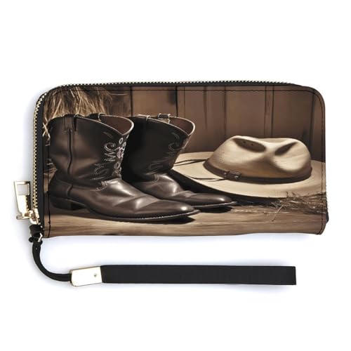 NHYDSPQ Damen-Geldbörse, Cowboy-Motiv, schwarzer Hut, Westernstiefel, PU-Leder, Reißverschluss, Handgelenkschlaufe, lange Geldbörse, Stil, 20 x 10,5 cm, modern, Stil:, 20.0*10.5cm, Modern NHYDSPQ Damen-Geldbörse, Cowboy-Motiv, schwarzer Hut, Westernstiefel, PU-Leder, Reißverschluss, Handgelenkschlaufe, lange Geldbörse, Stil, 20 x 10,5 cm, modern, Stil:, 20.0*10.5cm, Modern von NHYDSPQ