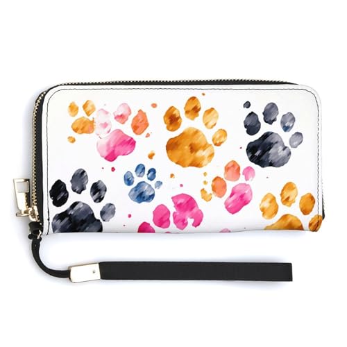 NHYDSPQ Damen-Geldbörse, buntes Hundepfoten-Motiv, PU-Leder, mit Reißverschluss, Handgelenkschlaufe, lange Geldbörse, Stil, 20 x 10,5 cm, modern, Stil:, 20.0*10.5cm, Modern NHYDSPQ Damen-Geldbörse, buntes Hundepfoten-Motiv, PU-Leder, mit Reißverschluss, Handgelenkschlaufe, lange Geldbörse, Stil, 20 x 10,5 cm, modern, Stil:, 20.0*10.5cm, Modern von NHYDSPQ