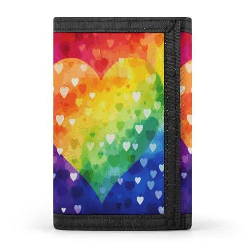 NHYDSPQ Dreifach gefaltete Geldbörse, bunt, Regenbogen-Herz-Druck, dreifach gefaltete Geldbörse, schlank und schlank für Männer und Frauen, Stil, Einheitsgröße, modern, Stil:, Einheitsgröße, Modern NHYDSPQ Dreifach gefaltete Geldbörse, bunt, Regenbogen-Herz-Druck, dreifach gefaltete Geldbörse, schlank und schlank für Männer und Frauen, Stil, Einheitsgröße, modern, Stil:, Einheitsgröße, Modern von NHYDSPQ