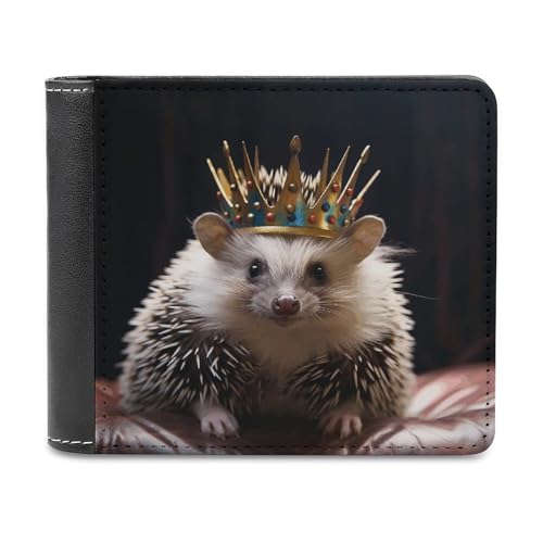 NHYDSPQ Geldbörsen, Krone mit Igel-Druck, schmale Herren-Geldbörse, trendige Herren-Geldbörse mit mehreren Kartenfächern, Stil, Einheitsgröße, modern, Stil:, Einheitsgröße, Modern von NHYDSPQ