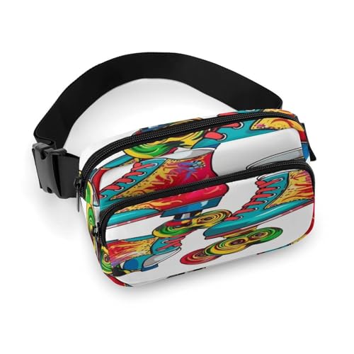 NHYDSPQ Gürteltasche mit buntem Rollschuh-Druck, modische Gürteltasche für Herren und Damen, Gürteltasche mit verstellbarem Riemen, 20 x 13 cm, Stil, 20 x 13 cm, modern, Stil:, 20x13cm, Modern von NHYDSPQ