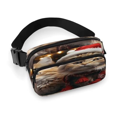 NHYDSPQ Gürteltasche mit weihnachtlichem Katzendruck, modische Gürteltasche für Männer und Frauen, Gürteltasche mit verstellbarem Riemen, 20 x 13 cm, Stil, 20 x 13 cm, modern, Stil:, 20x13cm, Modern von NHYDSPQ