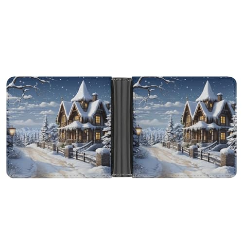 NHYDSPQ Herren-Geldbörsen, Motiv: Weihnachten, Winter, fröhliche Szene, schmale Brieftasche, trendige Herren-Geldbörse mit mehreren Kartenfächern, Stil, Einheitsgröße, modern, Stil:, Einheitsgröße, von NHYDSPQ