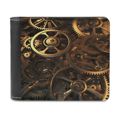 NHYDSPQ Herren-Geldbörsen, coole Steampunk-Getriebe-Druck, schmale Geldbörse, trendige Herren-Geldbörse mit mehreren Kartenfächern, Stil, Einheitsgröße, modern, Stil:, Einheitsgröße, Modern von NHYDSPQ
